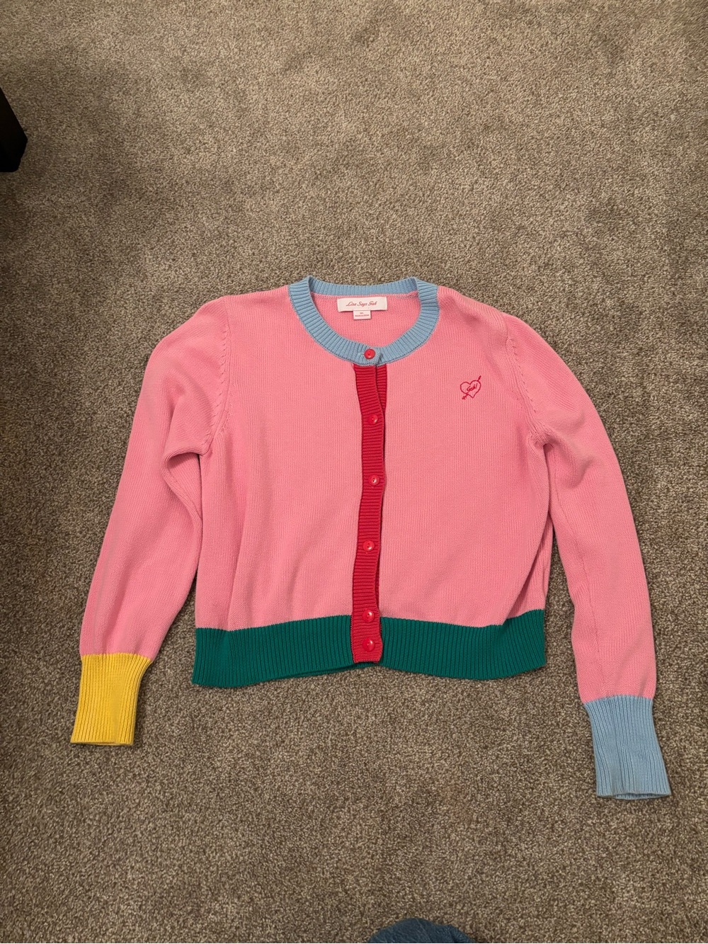 Lisa Says Gah Pink Colorblock Cardigan with Contrasting Trims